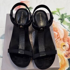 Preston & York Black T-Strap Slingback Sandals